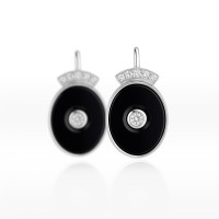 Náušnice s onyxem a brilianty - Gemma Tenebris