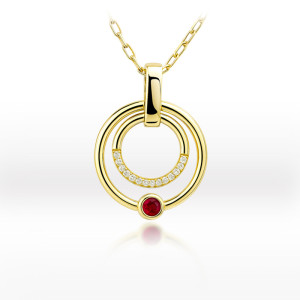 Přívěsek s briliantem a rubíny - Gemma Ruby